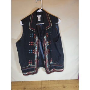 Graff By UM Company XL Southwestern Embroidered Vest Vintage VG Condition